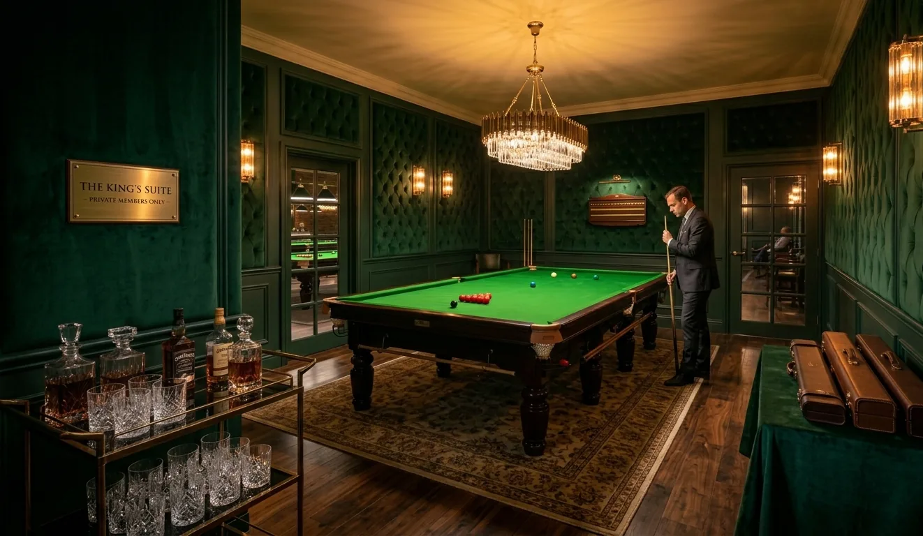 Private VIP snooker room with lounge seating